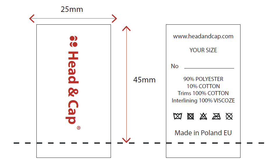 Private-label care label artwork for custom headwear